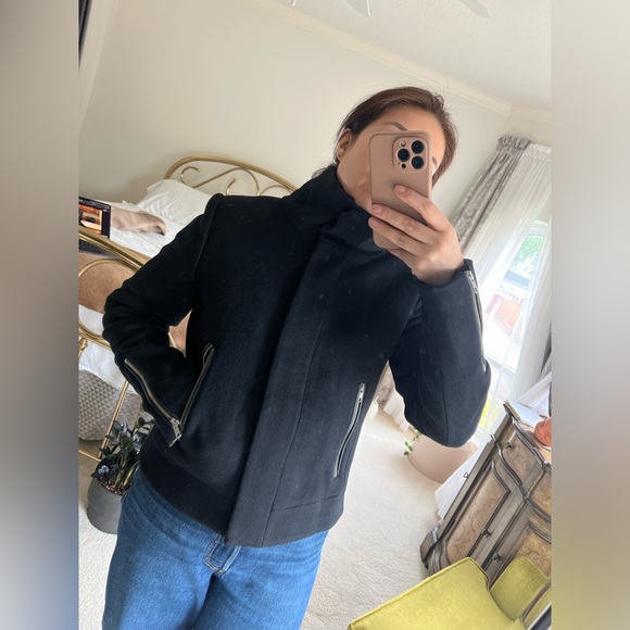 Doma Wool Lamb Fur Black Biker Jacket NWT 6208 - Picture 3 of 11